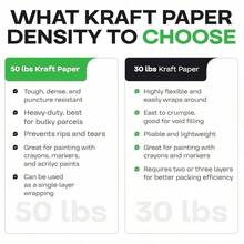 Rollo de papel kraft café grande hecho en - Grosor de 30 libras - Papel de embalaje kraft natural para embalar, relleno de aspiradora - Kraft grueso: 50 libras. - Ver 5