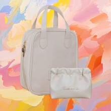 1 Pc/Set Travel Organizer Bag Set, Portable Handheld Makeup Pouch, Detachable Multi-Compartment Toiletry Bag With Hook And Loop Divider, Wet & Dry Separation, Zipper, PU, Large Capacity Cosmetics Storage, Waterproof, Dustproof, Unisex, Ideal For Storing Cosmetics & Travel Essentials, Women Gift Makeup Bag - Multicolor - View 18