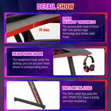 47-Inch Modern Z-Shaped Computer Desk For Home Office With Convenient Headphone Hook - Stylish And Functional Workstation