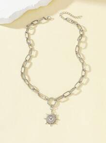 1pc Collar De Cadena De Moda - Plateado - Ver 3