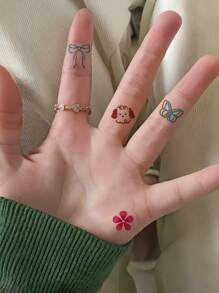 30 Sheets Y2K Temporary Tattoos Butterfly Tattoos Tiny Finger Tattoo Stickers Cute Small Temp Tattoos For Women Men Cartoon Flower Heart Pattern Fake Tattoos Multi-Colored Long Lasting Colorful Body Art