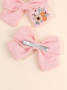 2 stuks kleurrijke haarstrikken clips voor meisjes, stoffen borduurwerk bloemen decor alligator clips strik haarspelden voor kinderen, schattige haaraccessoires voor peuters feestcadeaus