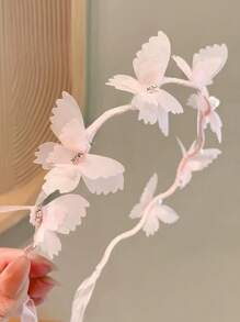 1pc Fashion Adorable Butterfly Pearl Hair Hoop - Pink - View 3