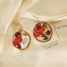 1 para boho żywicy liści i suszonych kwiatów asymetrycznych wiszących kolczyków, odpowiednie na damskie przyjęcie świąteczne, codzienne, wakacyjne - nieregularny - Zobacz 5