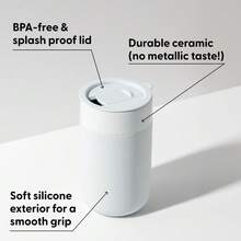 Porter taza de cerámica con funda protectora de silicona, rubor 16 onzas | On-the-Go | Taza reutilizable para café o té | portátil | apto para lavavajillas - Rosado Sandía - Ver 3