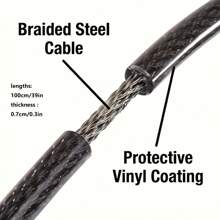 便携式重型防盗自行车锁，4位数字组合，一米长黑色自行车锁，具有防盗芯，适用于山地车和电动车，带黑色圆形链条锁，耐腐蚀安全（密码不可更改）