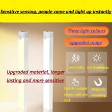 2-In-1 Smart Lighting System Motion Sensor Strip Light (10-50cm) + Button-Control Round Lamp (8cm) 3-Color & Extra 4/8-Piece Magnetic Pad Kit No Tools Installation & Whole-Home Coverage USB Rechargeable Cabinet Light For Stairs/Closet/Balcony Christmas Home Upgrade Gift For Students & Housewives