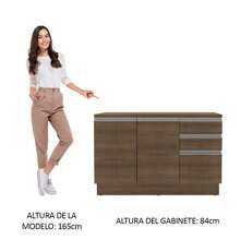 Gabinete Bajo Cocina Madesa Glamy De 120cm Con Ensimera 2 Puertas Color Rústico - Marrón - Ver 6