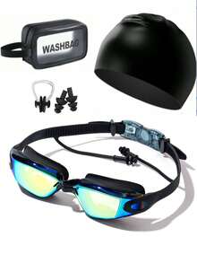 مجموعة نظارات سباحة للكبار 7 ألوان، مضادة للضباب والأشعة فوق البنفسجية نظارات سباحة مانعة للماء بميزة الرؤية الواضحة وكليب الأنف، تناسب الجنسين - متعدد الألوان - مشاهدة 10