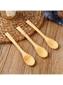 1pc/5pcs/10pcs Natural Wooden Spoon, Bamboo Honey Spoon, Children Spoon, Coffee Stirring Spoon, Jam Bamboo Spoon - Yellow - View 13