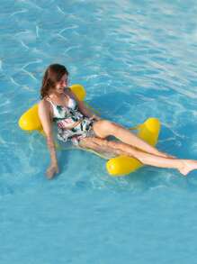 1pc Inflatable Hammock Sofa Floating Bed, Foldable Backrest Floating Mat, Summer Swimming Pool Party Floating Chair - Multicolor - View 4