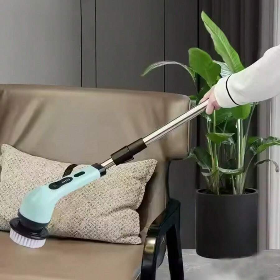 Adaptive Electric Spin Scrubber Sponge Cleaning Brush Turbo Scrub Extension Handle Chargeable Cordless Power Bathroom Plastic - Multicolor - View 1