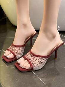 New Square Toe High Heel Sandals With Ankle Strap