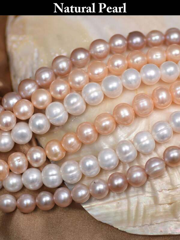 1 String 9-10mm Natural Patato White Pink Freshwater Pearl 36-37cm Growth Veins Loose Beads For Necklace Or Bracelet Making For Bride Jewelry Wedding Party Date Or Daily Life