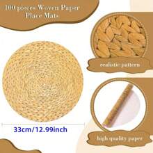 12/24/36/50pcs 12.99 Inch Rustic Woven Paper Placemats, Suitable For Summer, Spring, Autumn Wedding And Dinner, Farmhouse Table Decor, Easy To Clean