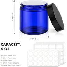 4 Oz Amber Glass Jar With Lids, 48 Pack Small Glass Candle Jars With Lids & Sticker, Empty Cosmetic Containers For Sample, Cream, Spice, Lotion, OintmentsSHEIN - Màu xanh lam - Xem 3