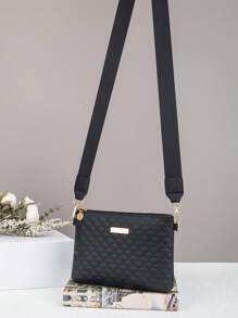 女士时尚波浪压纹链条斜挎包、单肩包、手拿包、信封包 - 黑色 - 查看 4