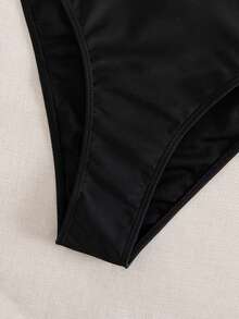 Women's Fashionable Sexy Bandeau Bikini Set, Gold Clips Decor Separates Swimwear For Party & Beach