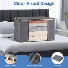 6pcs Set Of Foldable Quilt Storage Bags, Dust-Proof Bags, Thickened Large-Capacity Storage Bags, Moving And Packing Bags, Visible Storage And Luggage Packing Bags, Clothing Protection Bags, Student Dormitory Storage Under The Bed, Bedroom Seasonal Clothing Storage And Organization Artifact, Under-Bed Storage.