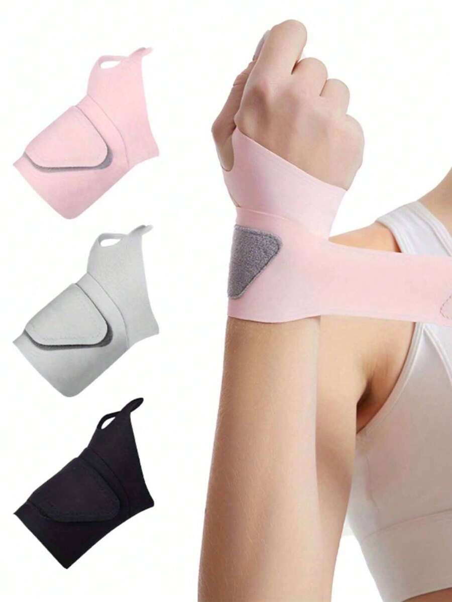 1 Tiger Mouth Design Sports Wrist Guard, Seamless Knitting, Ultra-Thin 0.08cm, Double-Layer Compression, Breathable Spandex Wrist Guard, Zipper Closure, Hand Washable - Black/Gray/Pink - Multicolor - View 1