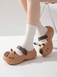 Panda, Capybara Breathable Sandals, Women Outdoor Anti-Slip Slides, Slip-On Casual Sandals For Couples, Cartoon Cute Closed Toe Beach Slippers For Women, Summer - Coffee - View 4