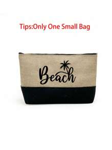女士沙滩手提包，配有旅行化妆包，印有“沙滩”和棕榈树图案，帆布材质，适合收纳沙滩必备物品，是送给女性、妈妈、老师、朋友、伴娘、学生、返校季的绝佳礼物，容量大，是度假、周末出游、个性化生日礼物、节日、返校季、夏季、假期、沙滩出行的理想之选（含围巾），也是母亲节的最佳礼物。 - 彩色 - 查看 11