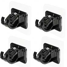 HEE RAK 4pcs No-Drill Stick On Window Curtain Rod Clamps, Multipurpose Home Hanging Clips Extensible Brackets Gifts Birthday Graduation