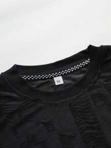 Men's Solid Color Round Neck Short Sleeve Casual Fashion Distressed T-Shirt
