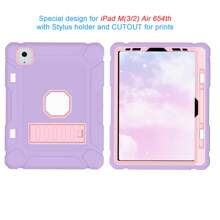 重型保护壳，带可调节支架和防滑设计，适用于 iPad 56789 10th 和 Air 2 Pro Air 456th M2 9.7 英寸 10.2 英寸 10.9 英寸和三星 GALAXY A9 Plus 11 英寸，甜美紫色 - 淡紫色 - 查看 3