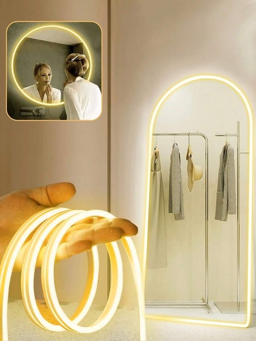 1m/2m/3 米/4m/5m LED 触摸感应霓虹灯带，USB 可调光柔性装饰照明，化妆镜，浴室梳妆镜照明