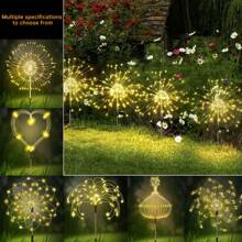 2 Packs Solar Lights Outdoor 150/60/200 /120/240/360/480 Solar Lights Dandelion 8 Modes Garden Decoration Solar Fireworks Solar Garden Lights