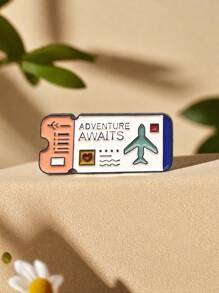 5pcs/Set Cartoon Airplane Ticket Lapel Pins, Childhood Paper Airplane, Decoration For Clothes, Backpacks, Hats, Gift For Friends & Students - Multicolor - View 5