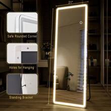 64" X 21" LED Rectangle Full Length Mirror Standing Floor Mirror With Safe Corners,White