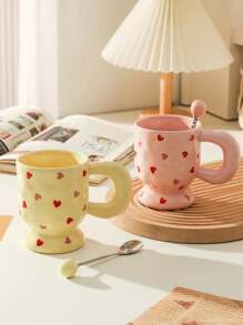 Heart Design Ceramic Mug With Handle, Coffee/Tea Cup - Multicolor - View 1