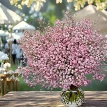 Flores artificiales de aliento para adolescentes - Ramo de flores artificiales de plástico rosa realista para bodas, compromisos, Navidad, Halloween, Acción de Gracias, Día de San Valentín y celebraciones de Juneteenth, decoraciones exteriores, decoración de jardín, planta exterior, jardinería, flores artificiales