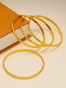 4 件装闪亮金色时尚手镯，适合女士，适合派对、聚会和日常佩戴