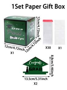 1set Graduation Season 2025 Gift Box, Green Black Graduation Cash Box, DIY Folding Paper Money Box, Graduation Money Box With Pull Out Cash Card And Bags, For Graduation Party Decoration Home Decor Room Decor Table Decor Background Photography Decoration Cash Box, Cash Gift Pull, Fun Surprise Box, Unique Party Gifts Supplies, Congratulations Graduation Cash Box Gifts, 2025 Graduation Gifts