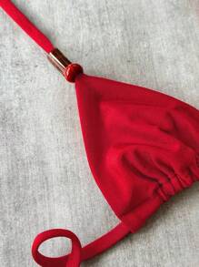 新款春夏性感纯红色比基尼泳衣，适合情人节、海滩、度假、派对、约会等场合。 - 紅色 - 查看 4