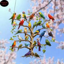 Suncatcher Acrílico Colorido de Árvore de Papagaio - 8" X 8" Painel de Parede Estilo Boêmio, Decoração de Festival de Pássaros Vibrante para Varanda, Pátio, Jardim, Sala de Estar - Ideal para o Dia de São Patrício e Decoração Residencial, Decoração Externa|Estilo Boêmio|Obra de Arte Acrílica, Decoração de Pássaro