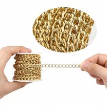 Rollo de 5m de Cadena de aleación de aluminio gruesa y retorcida, cadena de metal chapada en oro para hacer joyería, collares, pulseras y manualidades DIY