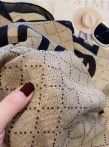 Unisex Letter Print Warm Scarf, Versatile Linen Long Scarf/Shawl, Korean Style, Suitable For Autumn/Winter