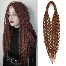 10 mechones de extensiones de rastas onduladas sintéticas de 24 pulgadas, extensiones de rastas de ganchillo onduladas 100% hechas a mano con doble extremo, de 0,6 cm de ancho, estilo hippie para mujer