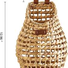Wall Hanging Pocket Basket Open Weave Water Hyacinth Storage Belly Basket Decorative Boho Mounted Organizer Front Door Basket For Flower Plants - 2P_Original - View 2