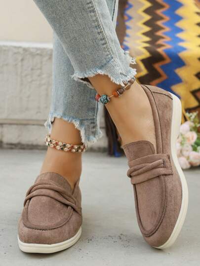 Mocasines con punta redonda y sin cordones para mujer de talla grande, calzado plano de barco versátil, cómodo y casual para primavera/verano y uso diario, nuevo 2025 EU/US