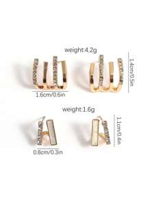 复古时尚耳饰 2 件套，水钻镶嵌不对称耳环，百搭合金首饰，送给朋友的最佳礼物