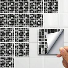 20pcs Kitchen Tile Stickers Bathroom Mosaic Sticker Self-Adhesive Wall Home Decoration  15cm X 15cm - Black - View 9