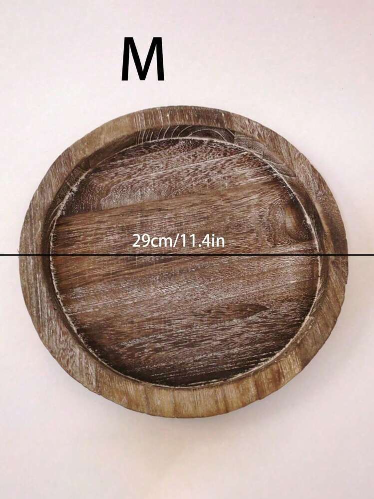 1pc Wooden Circular Jewelry & Cosmetic Display Tray, Makeup Organizer Vanity Table Top Stand For Rings, Jewelry, Fragrance, Home Decor - Brown - View 6