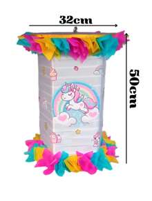 Unicorn Spinning Pinata 50cm Height - White - View 2