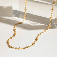 Minimalist Stainless Steel Chain Cross Necklace And Bracelet Set, Suitable For Women's Daily Wear