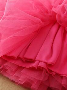 Falda mini de tul esponjosa para niña, baile de ballet - Rosa Fucsia - Ver 5